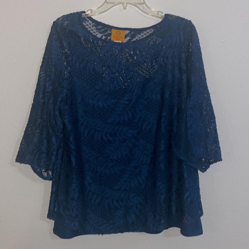 Ruby Rd. Blouse Size Pxl Petite Euc Blue - image 2